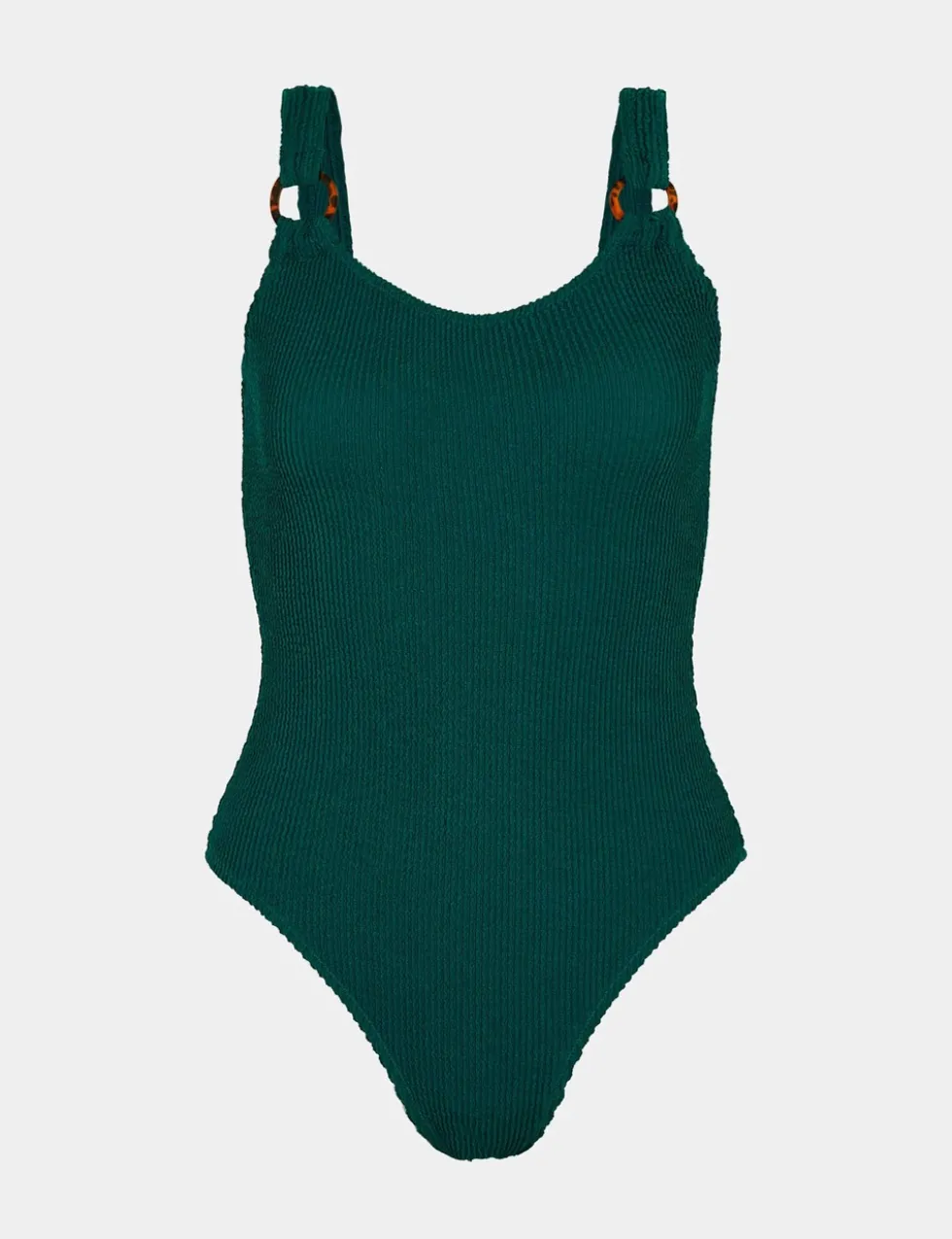 Textured Ring Detail Scoop Neck Swimsuit