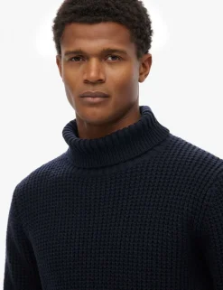 Textured Roll Neck Jumper with Wool