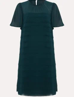 Textured Round Neck Mini Shift Dress
