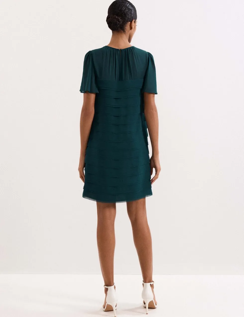 Textured Round Neck Mini Shift Dress