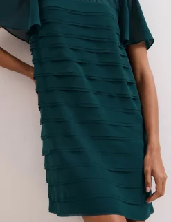 Textured Round Neck Mini Shift Dress