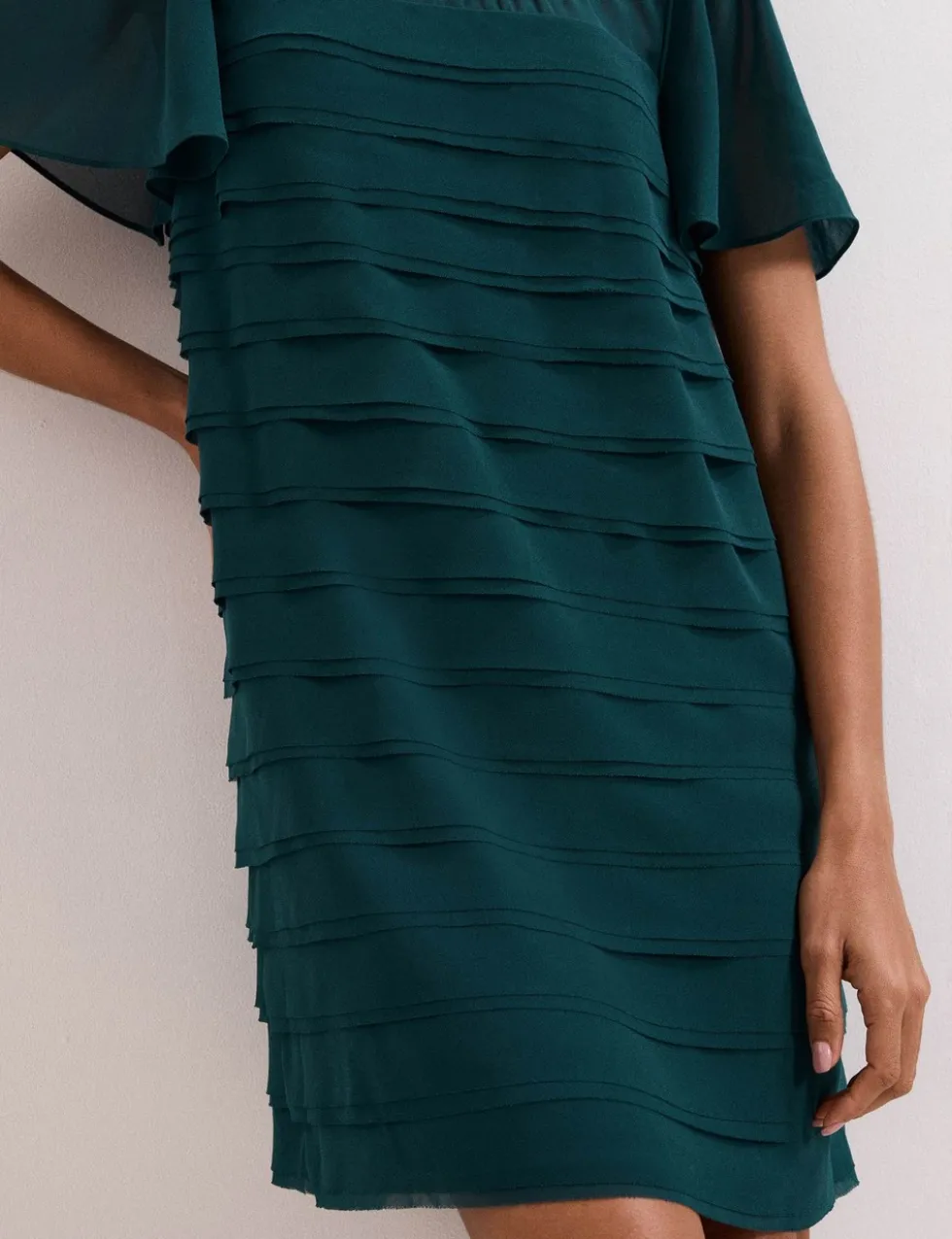 Textured Round Neck Mini Shift Dress
