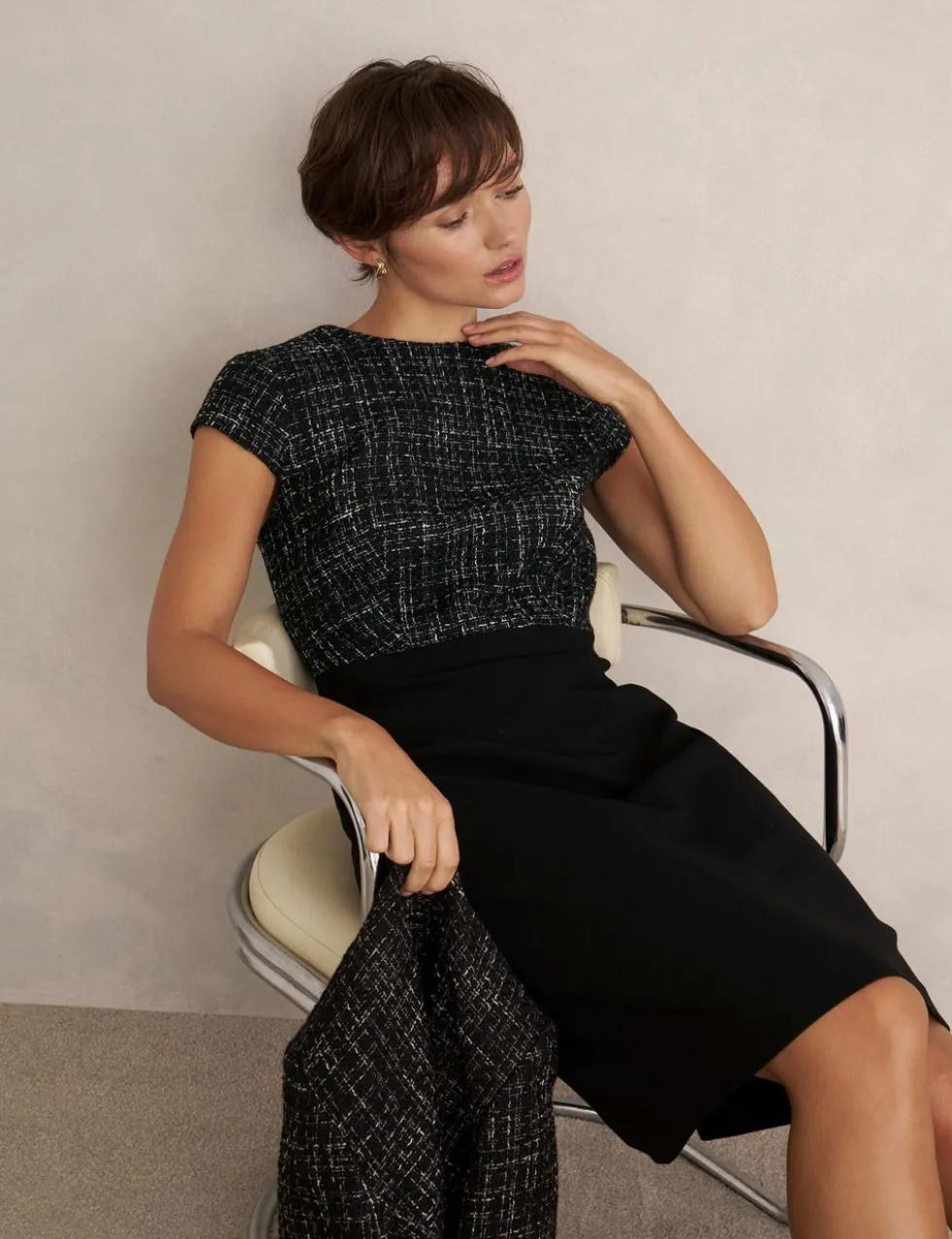 Textured Round Neck Mini Tailored Dress