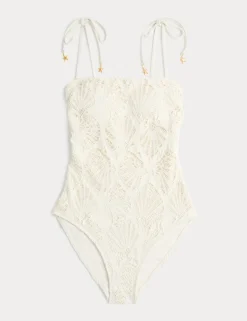 Textured Shell Bandeau Swimsuit