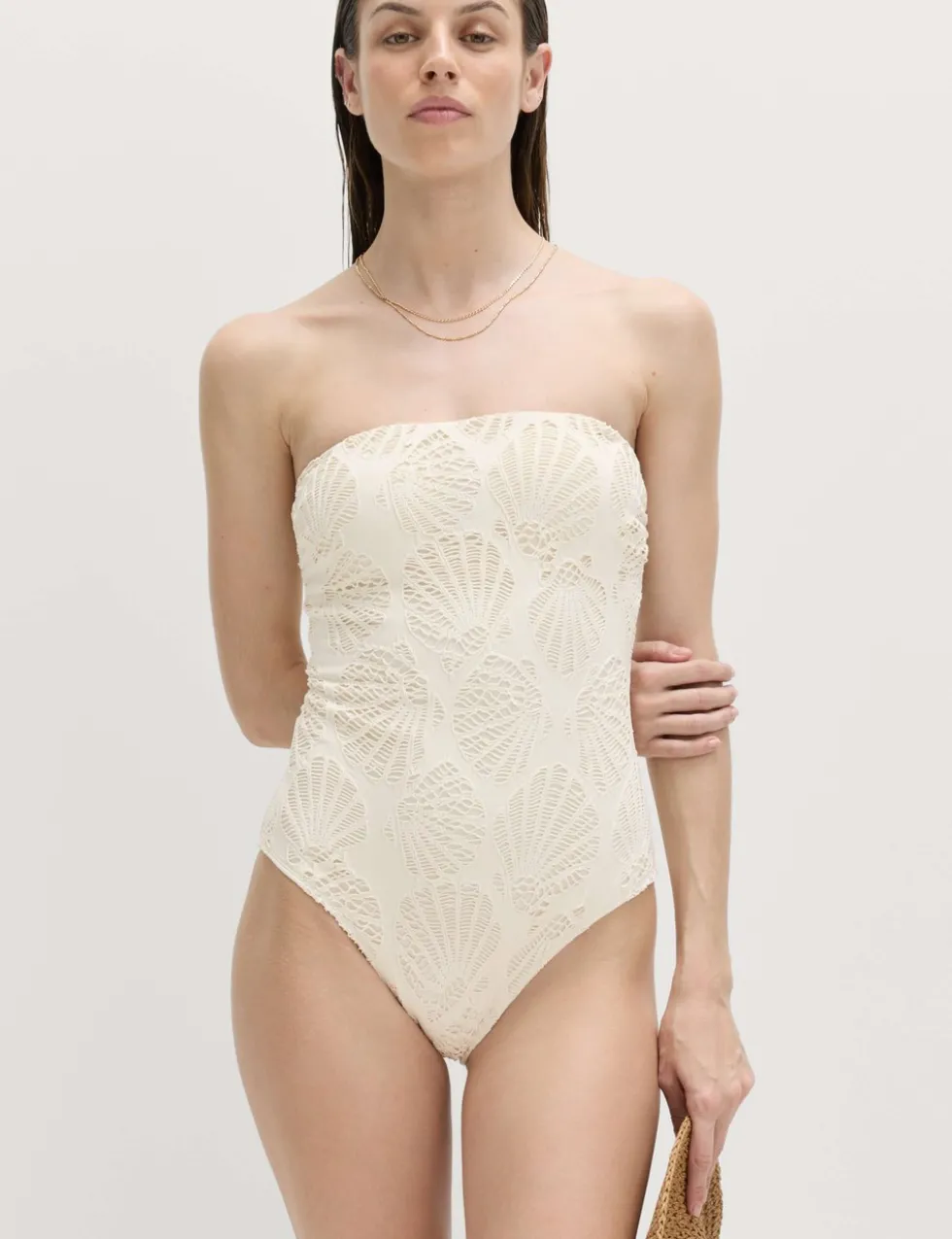 Textured Shell Bandeau Swimsuit