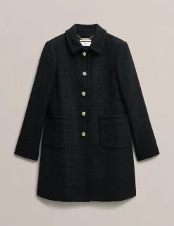 Textured Single Breasted Tailored Coat