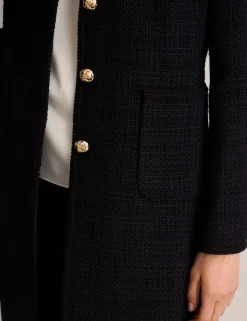 Textured Single Breasted Tailored Coat