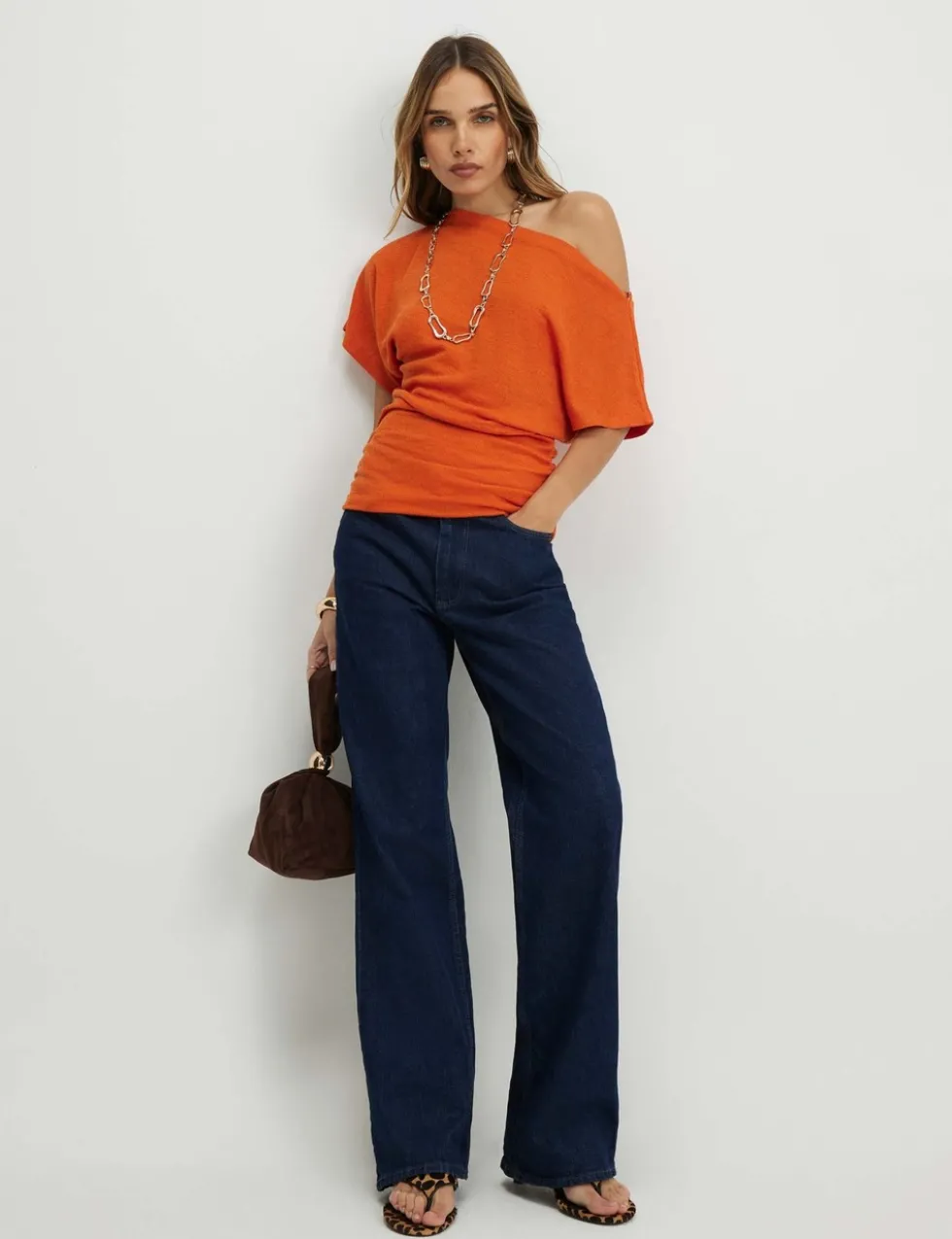 Textured Slash Neck Off The Shoulder Top