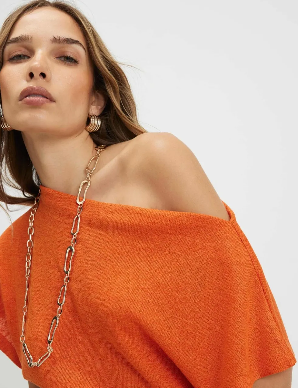Textured Slash Neck Off The Shoulder Top