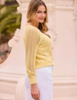 Textured Slash Neck Stitch Detail Jumper