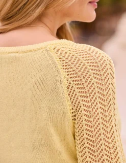Textured Slash Neck Stitch Detail Jumper