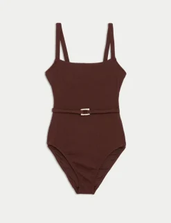 Textured Square Neck Swimsuit