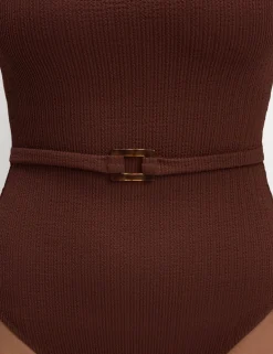 Textured Square Neck Swimsuit