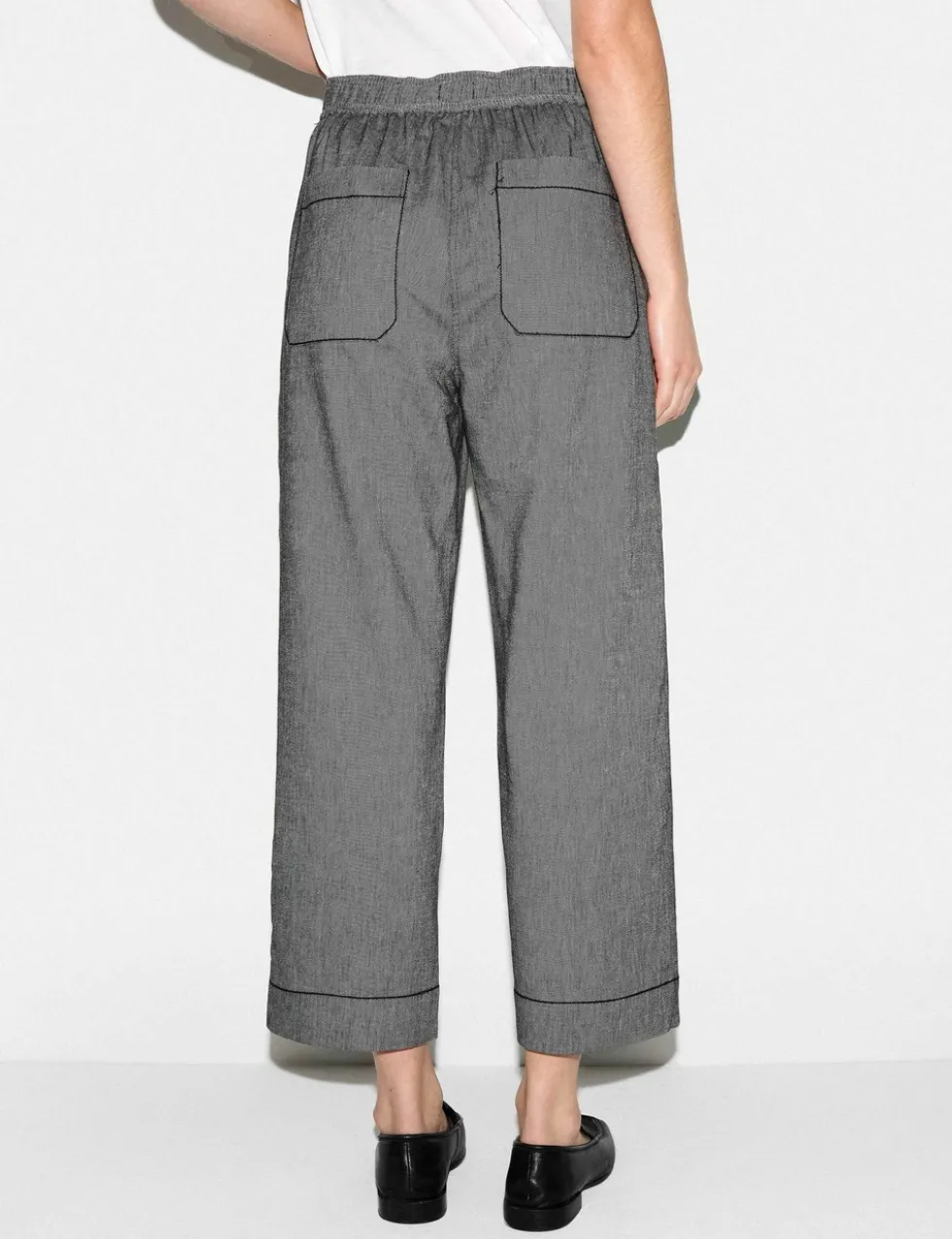 Textured Straight Leg Cropped Trousers