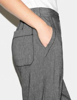 Textured Straight Leg Cropped Trousers