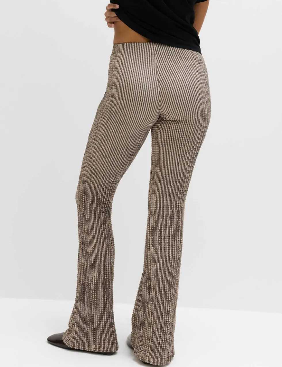 Textured Striped Flared Trousers