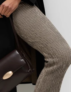 Textured Striped Flared Trousers