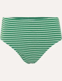 Textured Striped High Waisted Bikini Bottoms