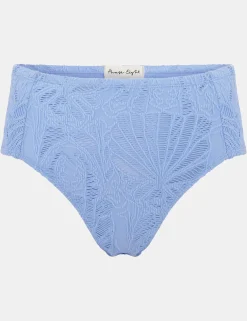 Textured Striped High Waisted Bikini Bottoms