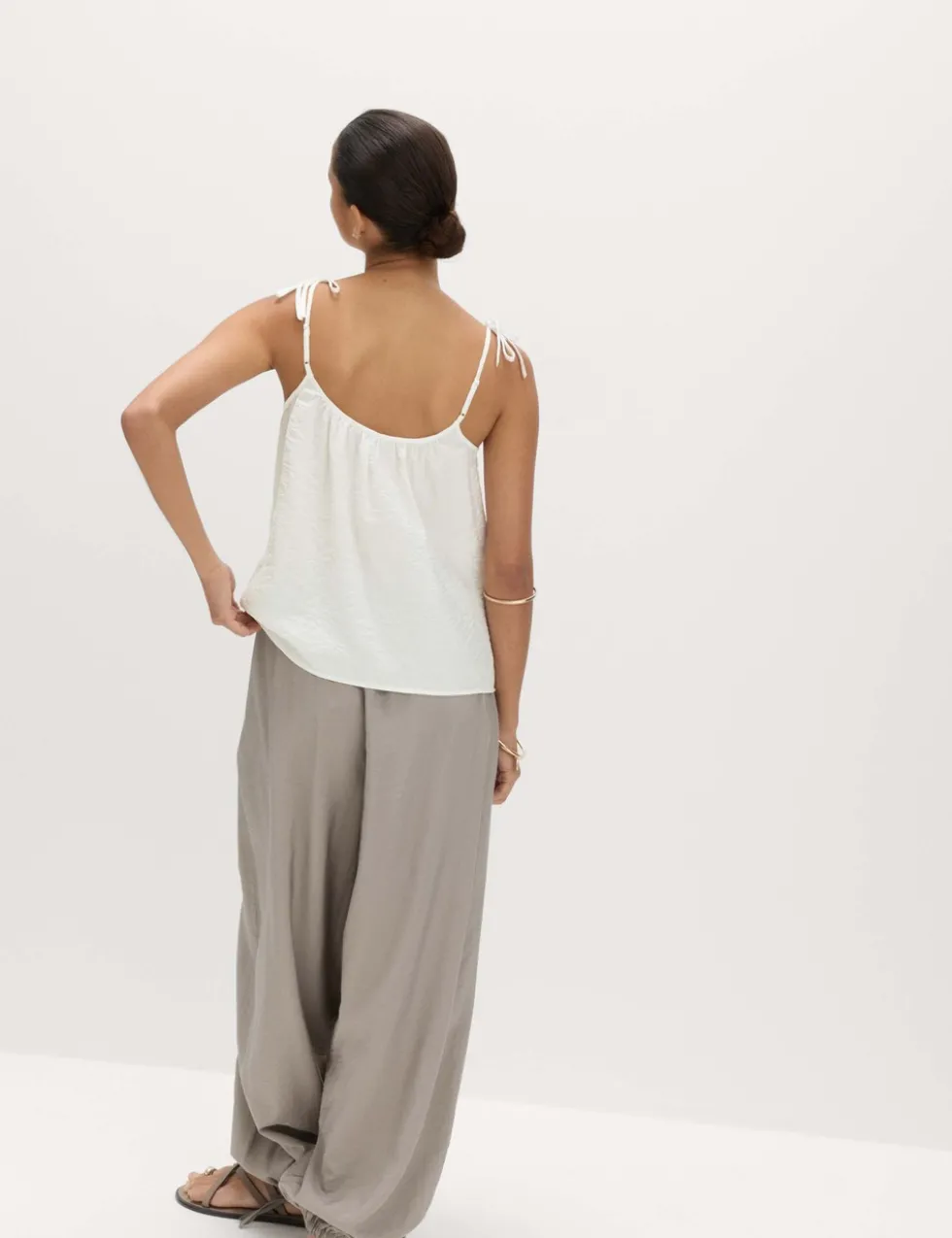 Textured Tie Detail Cami Top