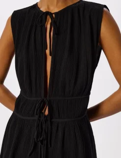 Textured Tie Fastening Beach Cover Up Shirt