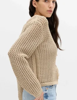 Textured Tie Front Slim Fit Cropped Cardigan