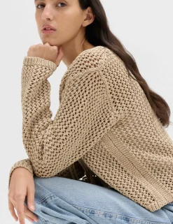 Textured Tie Front Slim Fit Cropped Cardigan