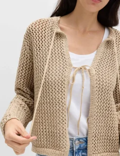 Textured Tie Front Slim Fit Cropped Cardigan