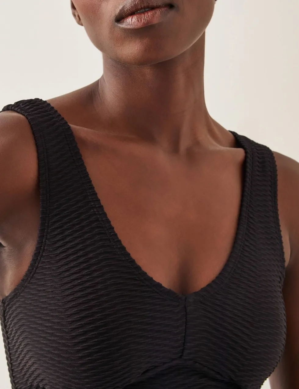 Textured V-Neck Bikini Top