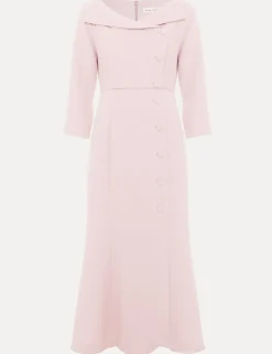 Textured V-Neck Midi Tailored Dress