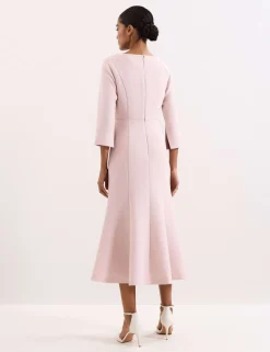 Textured V-Neck Midi Tailored Dress