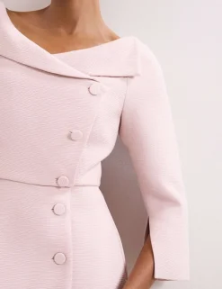 Textured V-Neck Midi Tailored Dress