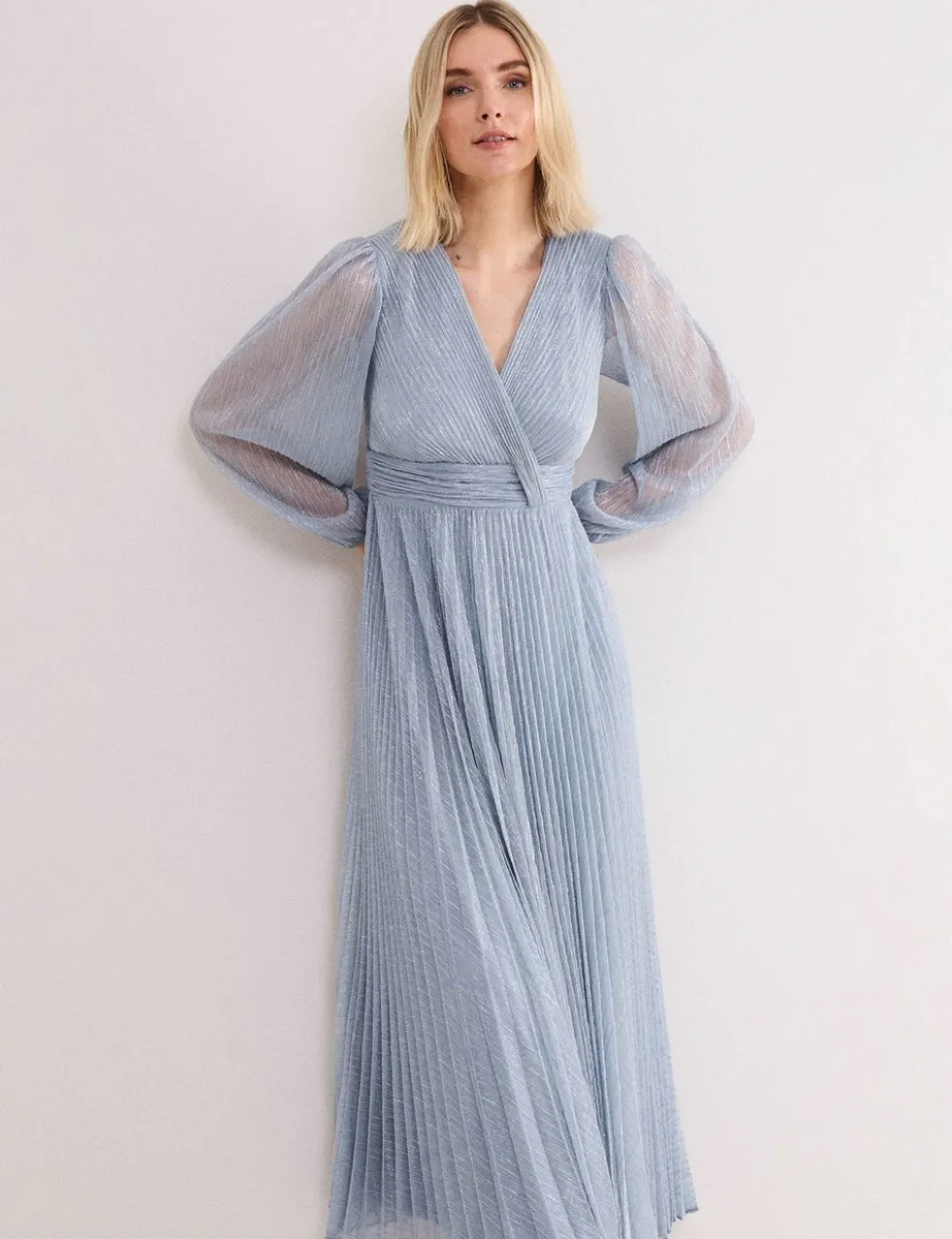 Textured V-Neck Midi Waisted Dress