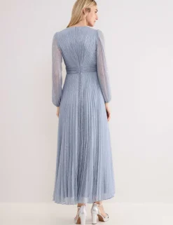 Textured V-Neck Midi Waisted Dress