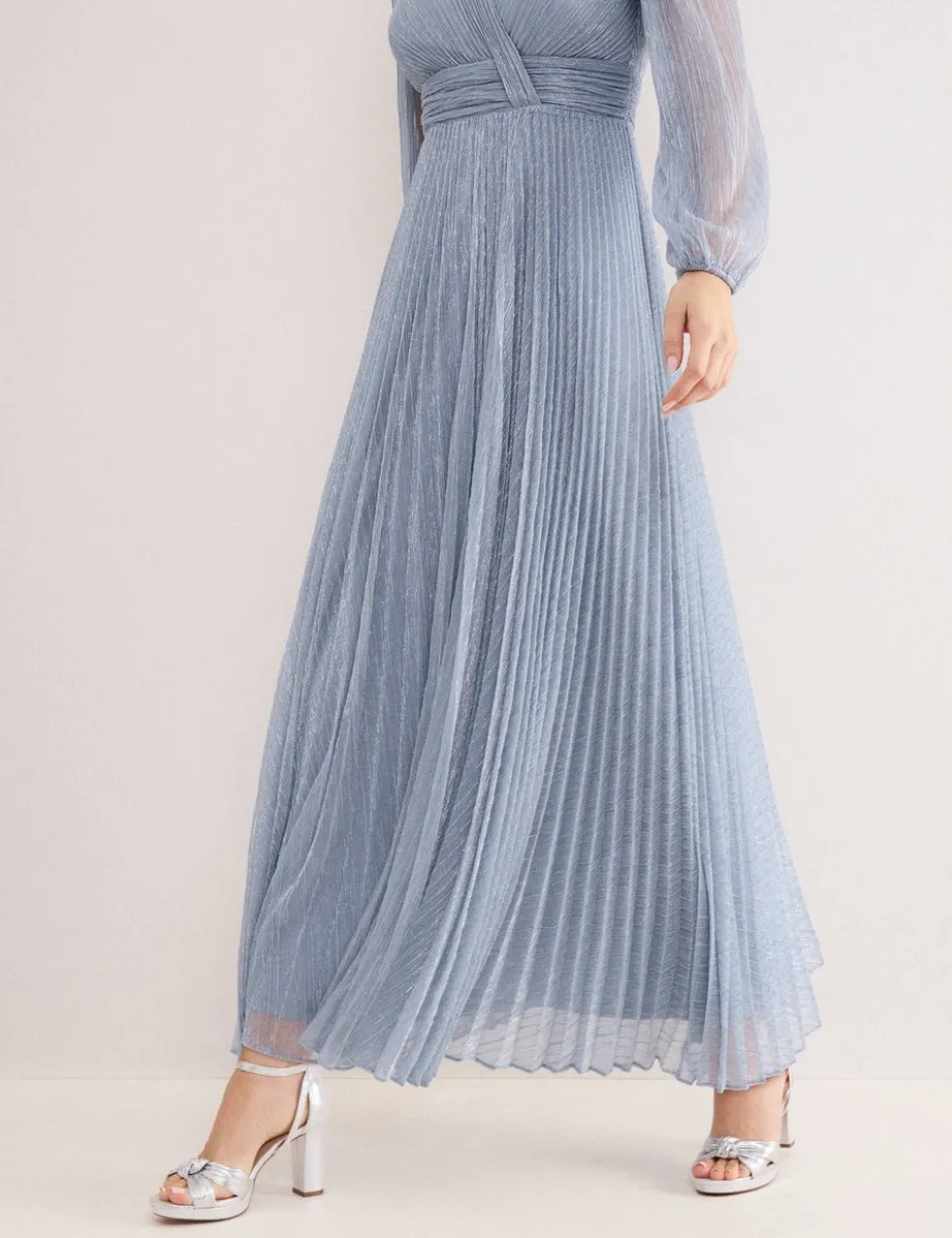 Textured V-Neck Midi Waisted Dress