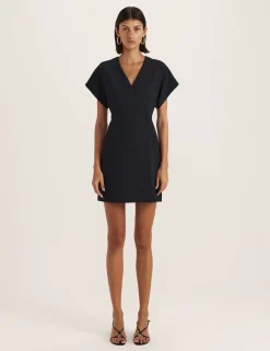 Textured V-Neck Mini Wrap Dress