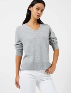 Textured V-Neck Relaxed Jumper with Wool