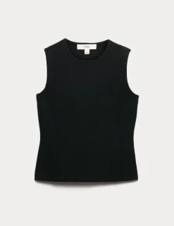 Textured Waisted Slim Fit Knitted Vest