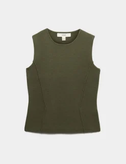 Textured Waisted Slim Fit Knitted Vest