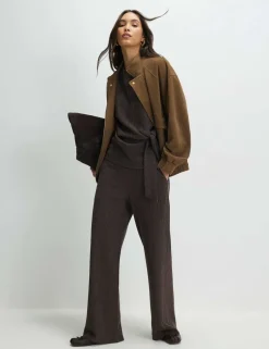 Textured Wide Leg Trousers