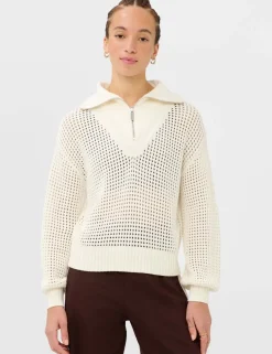 Tides High Pure Cotton Textured Half Zip Jumper