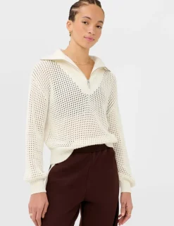 Tides High Pure Cotton Textured Half Zip Jumper