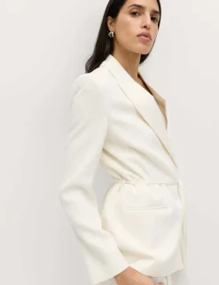 Tie Belted Blazer with Linen