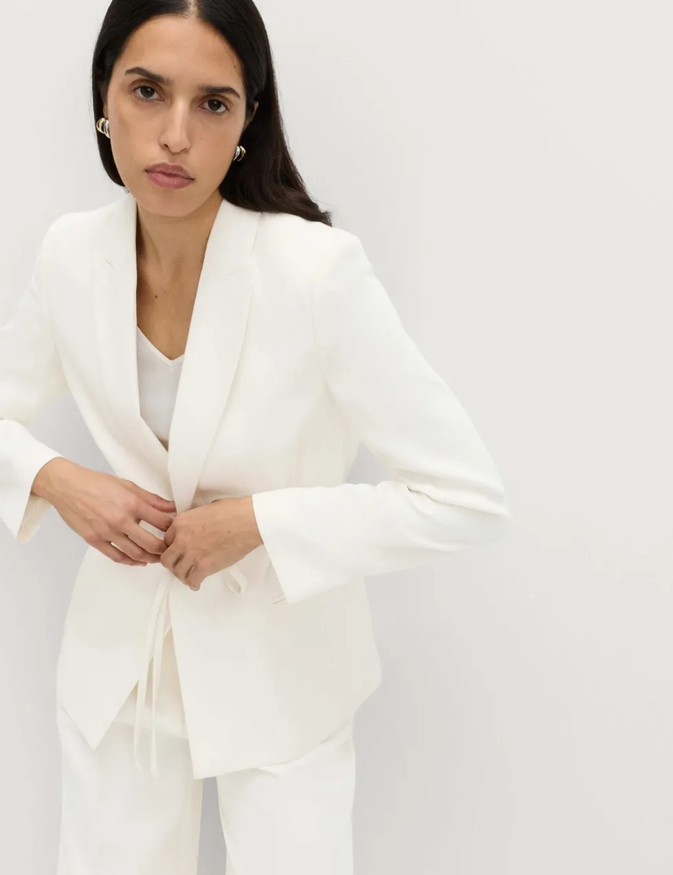 Tie Belted Blazer with Linen