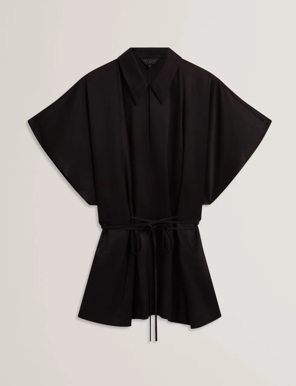 Tie Detail Collared Batwing Blouse