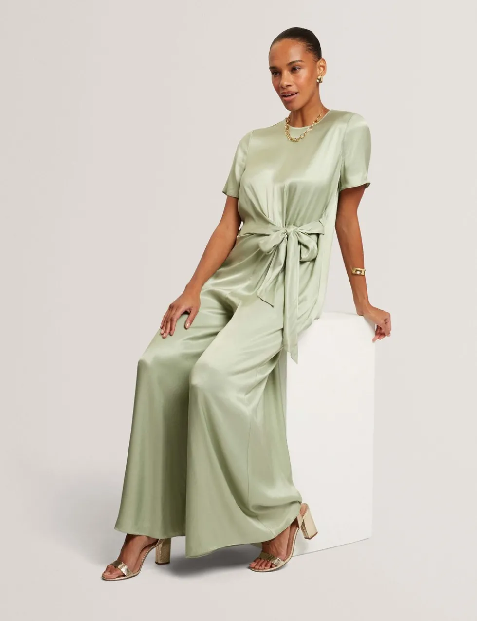 Tie Detail Wide Leg Jumpsuit