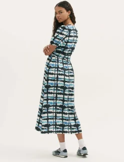 Tie Dye V-Neck Midi Waisted Dress