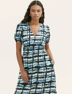 Tie Dye V-Neck Midi Waisted Dress