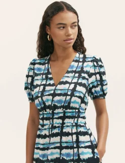Tie Dye V-Neck Midi Waisted Dress