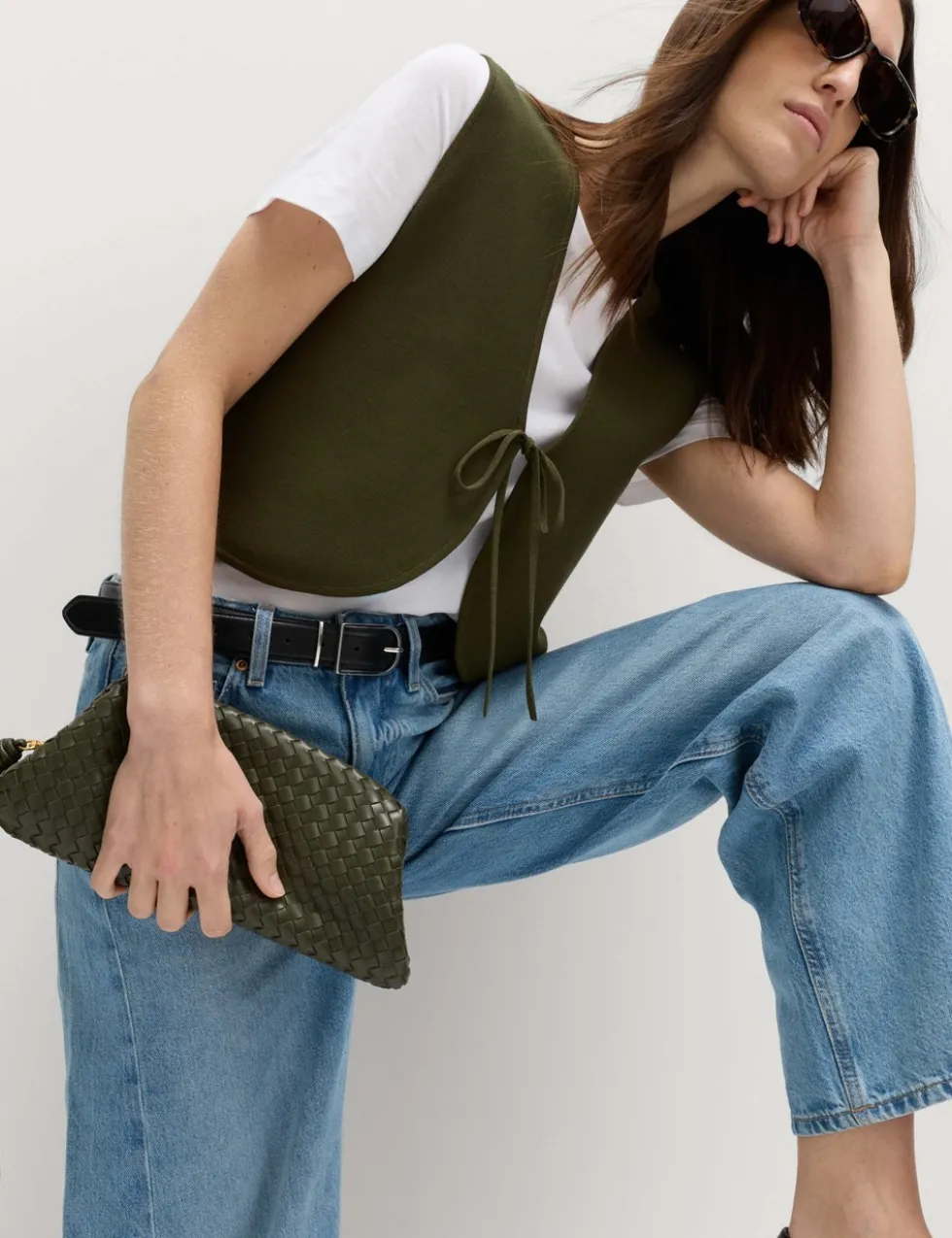 Tie Front Slim Fit Cropped Knitted Waistcoat